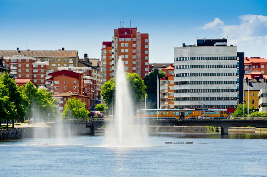 Norrkoping Sweden Riverfront View Wallpaper