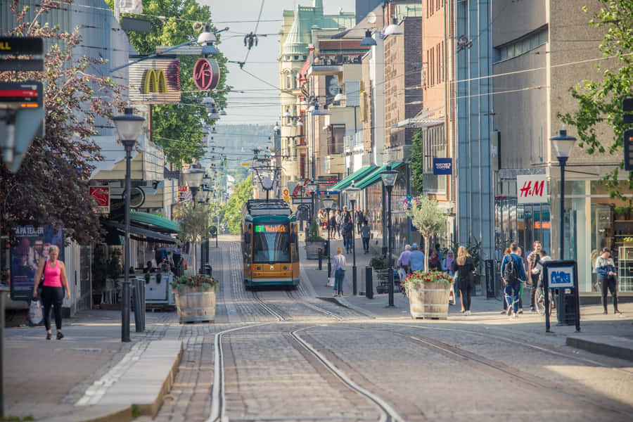 Norrkoping Sweden Tramand Shopping Street Wallpaper