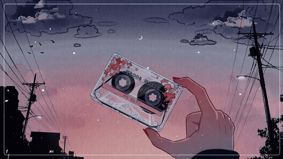 Nostalgic Cassette Tape Sunset Wallpaper