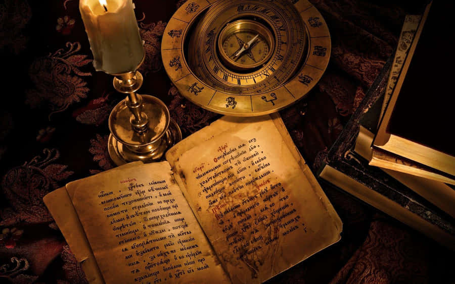 Novel With Compass Wallpaper