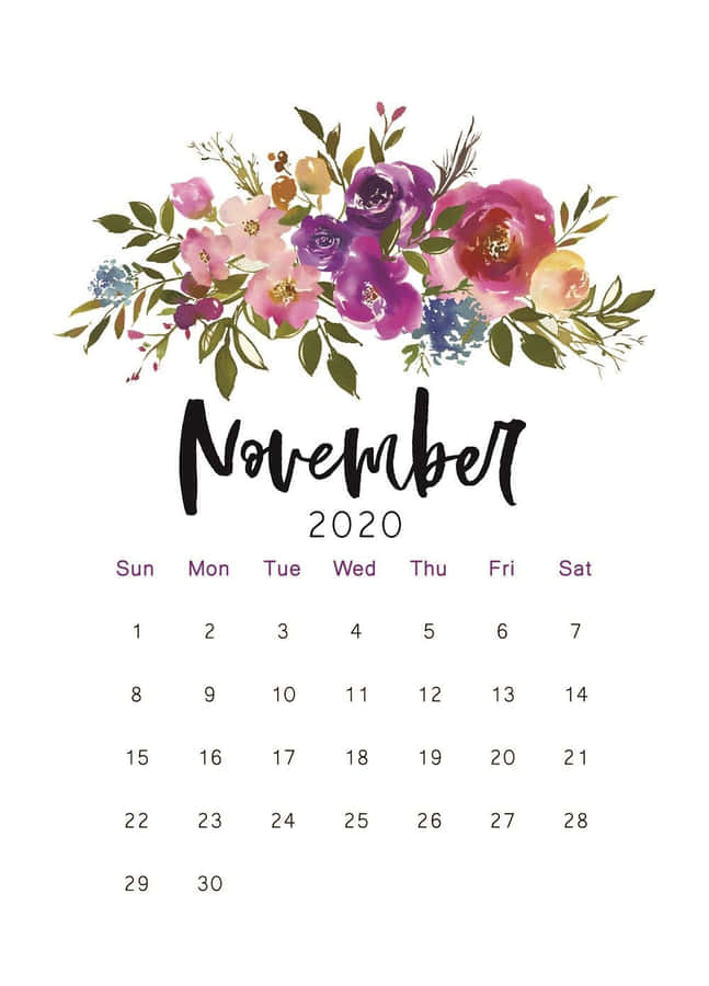 November 2020 Floral Calendar Wallpaper