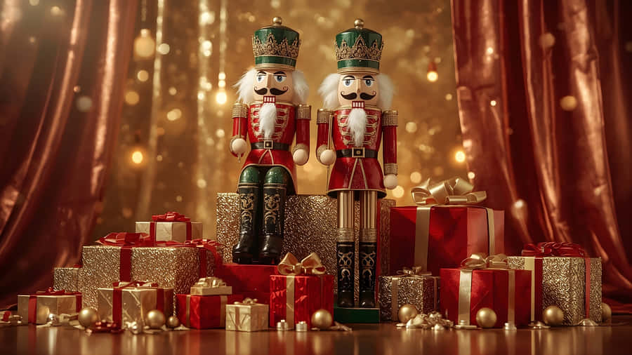 Nutcracker Soldiers With Gifts Wallpaper