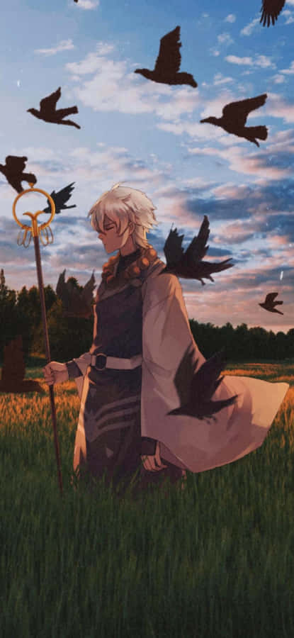 Oboro From Gintama In An Intense Battle Scene Wallpaper