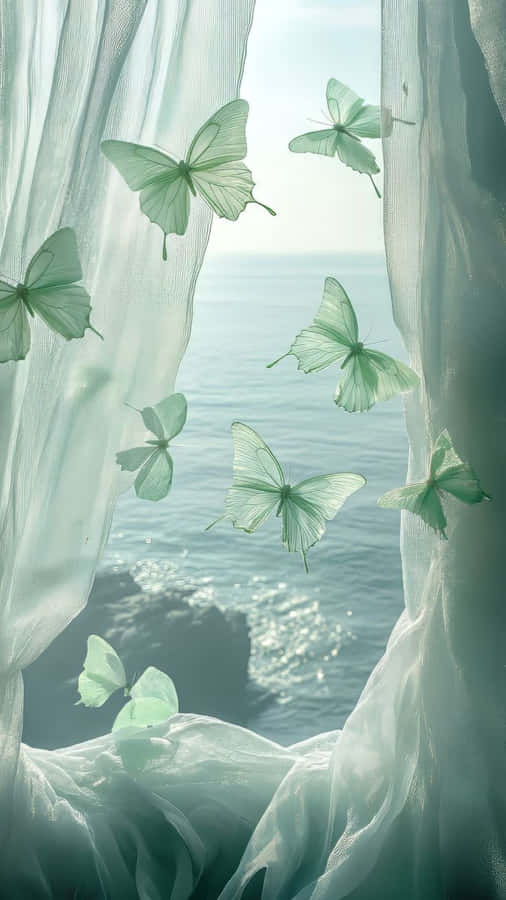 Ocean Breeze Butterfly Dance Wallpaper
