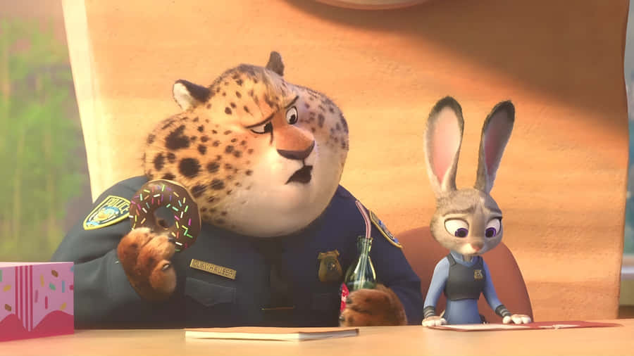 Officer Clawhauser And Judy Hopps Wallpaper