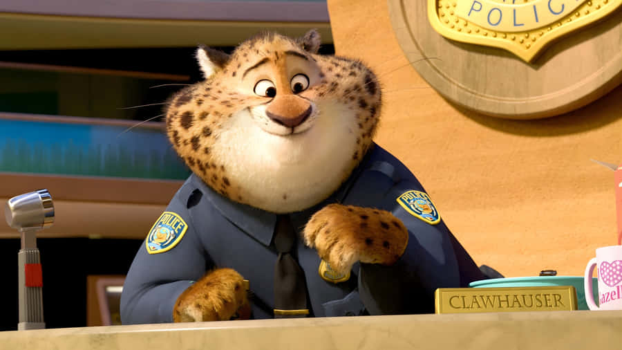 Officer Clawhauser At Police Desk Wallpaper