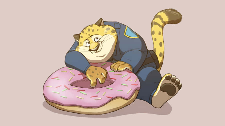 Officer Clawhauser Enjoying Donuts Wallpaper