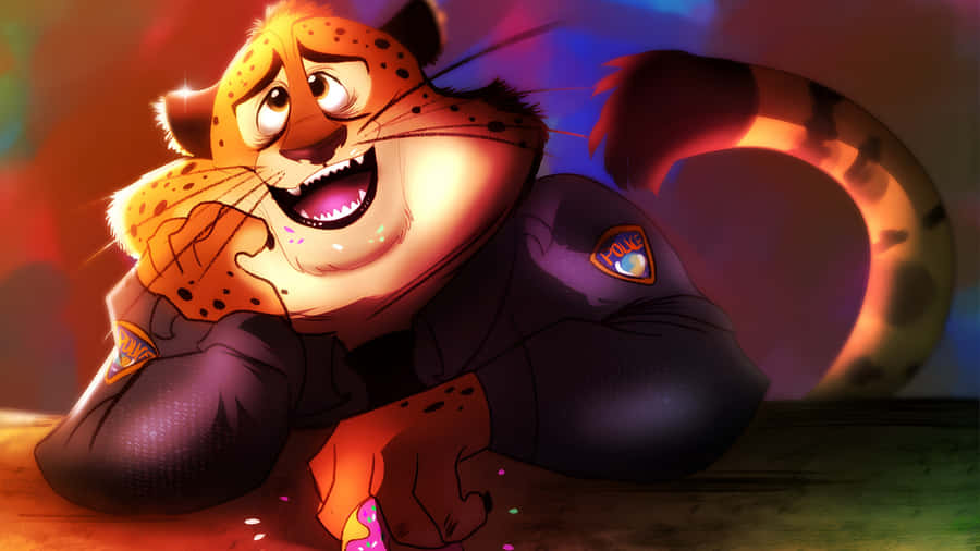 Officer Clawhauser Enjoying Snack Wallpaper
