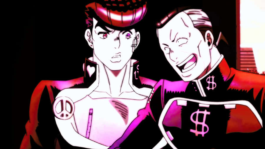 Okuyasu Nijimura Striking A Pose In A Colorful Background Wallpaper