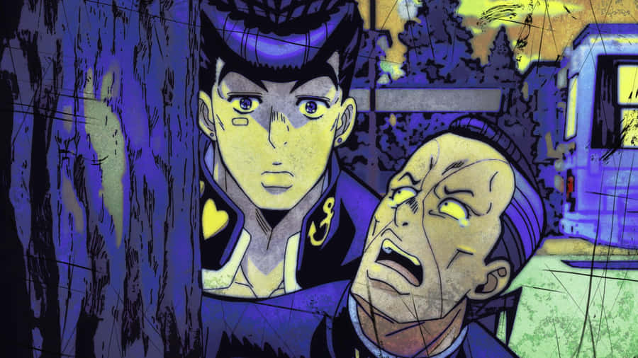 Okuyasu Nijimura Striking A Pose In His Iconic Outfit Wallpaper