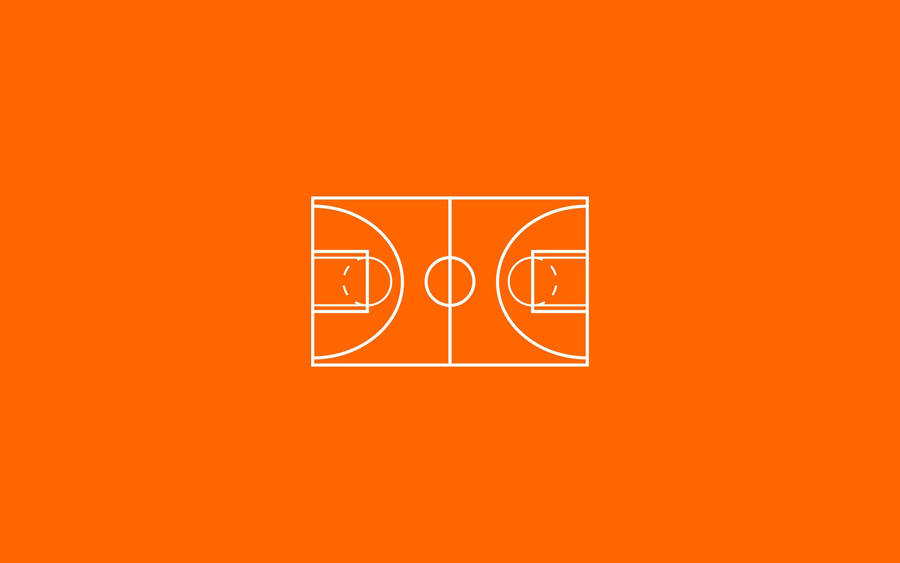 Orange Basketball Court Top View Art Wallpaper