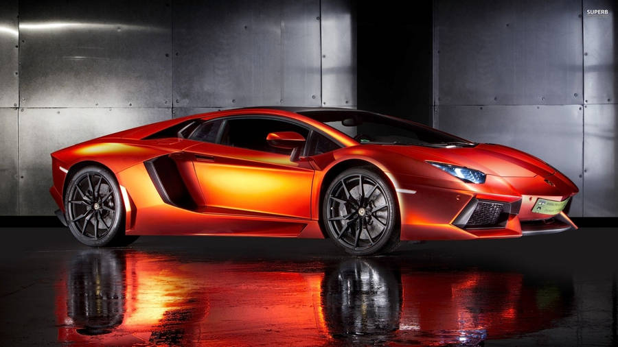 Orange Lamborghini Aventador S Roadster Wallpaper