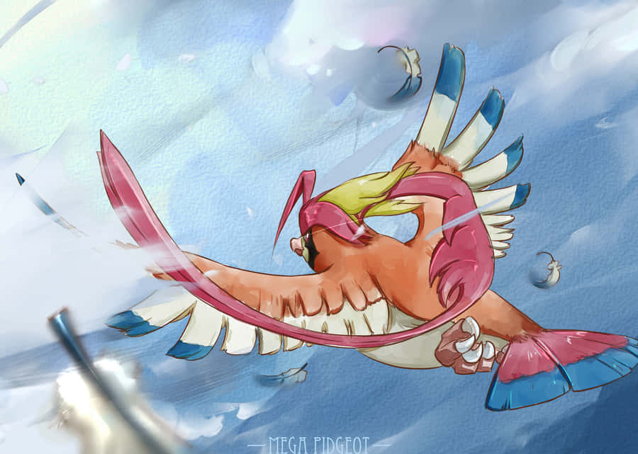 Orange Pidgeotto Flying Wallpaper