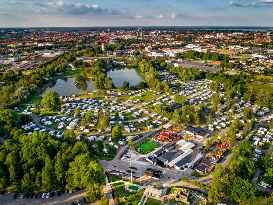 Orebro Aerial View Camping Site Sweden Wallpaper