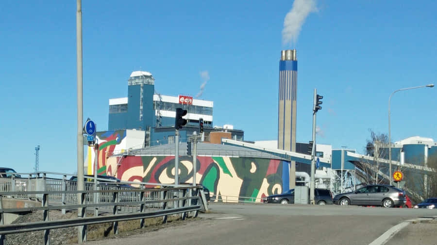 Orebro Industrial Areawith Artwork Wallpaper