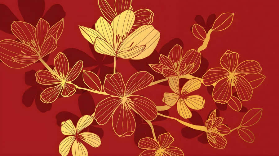 Oriental Floral Pattern Wallpaper