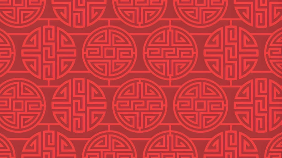 Oriental Red Pattern Design Wallpaper