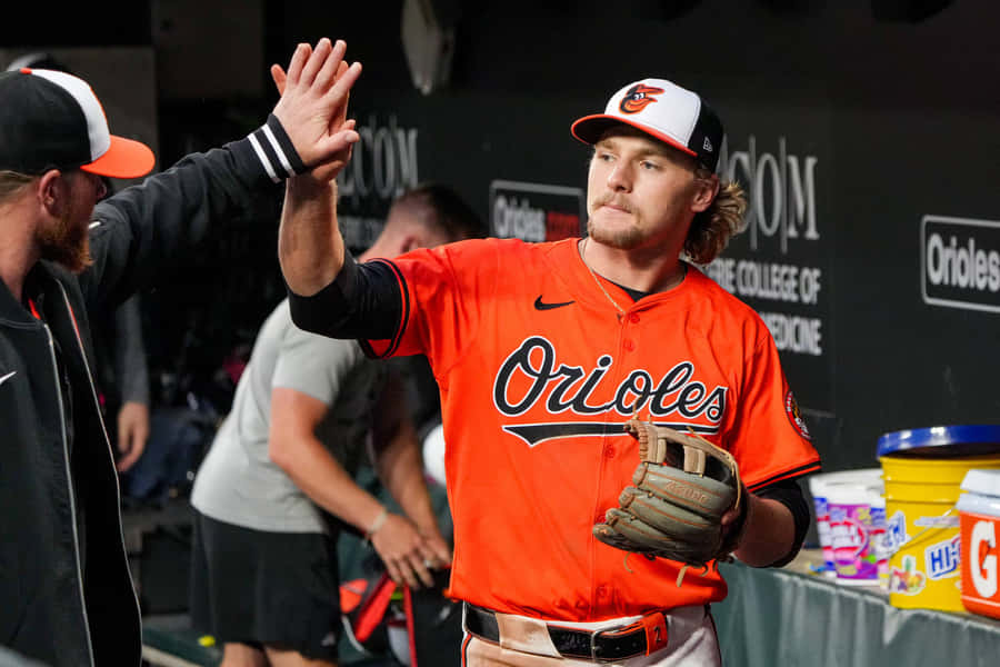 Orioles Player High Five Celebration Wallpaper