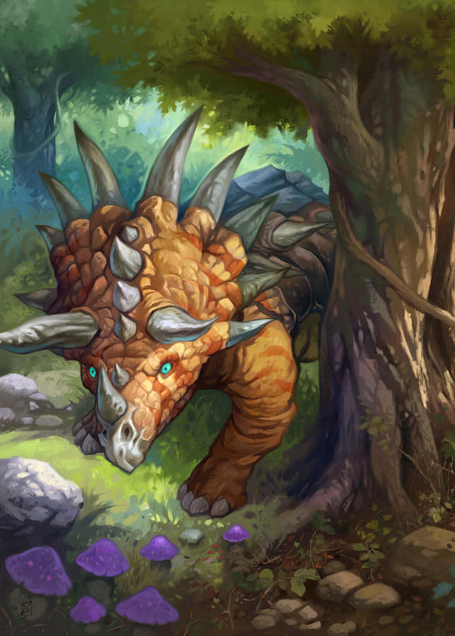 Ornery Stegosaur In Forest Wallpaper
