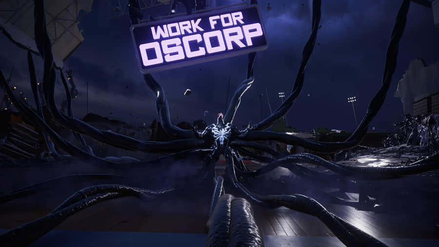 Oscorp Recruitment Billboard Night Scene Wallpaper