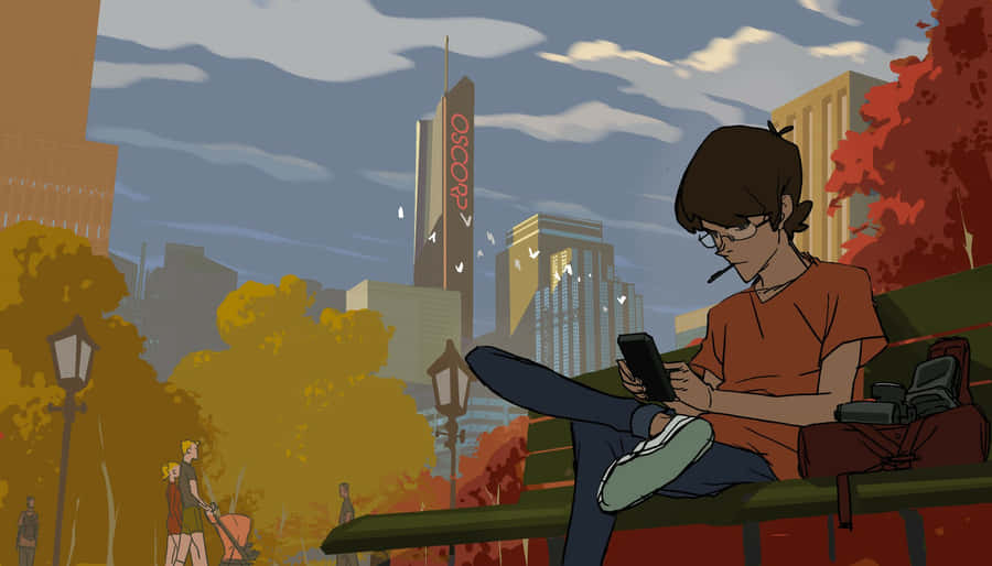 Oscorp Tower City Park Scene Wallpaper