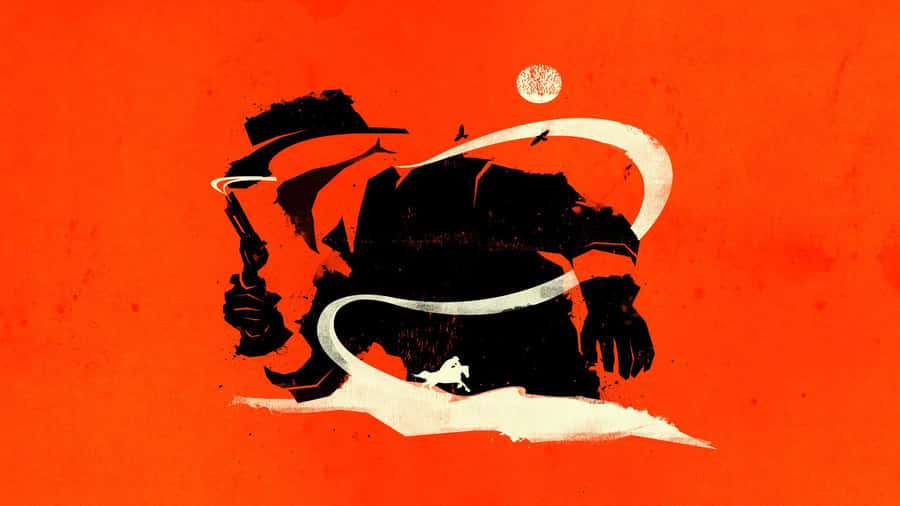 Outlaw Cowboy Gun Orange Wallpaper