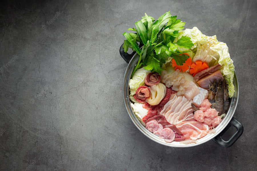Overhead Shot Of Shabu-shabu In A Pot Wallpaper