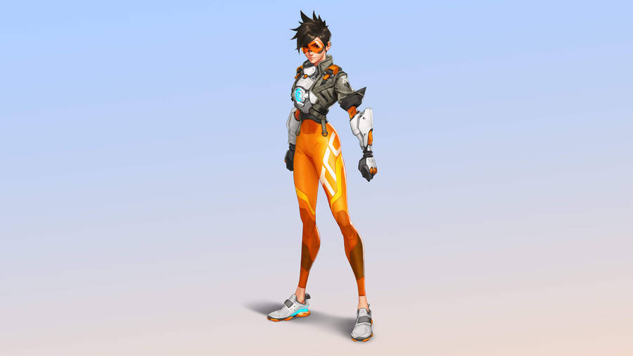 Overwatch 4k Tracer In Blue Wallpaper