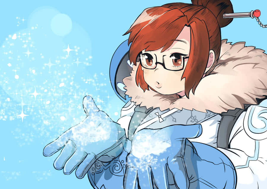 Overwatch's Mei Ling Zhou Posing On A Frosty Battlefield Wallpaper