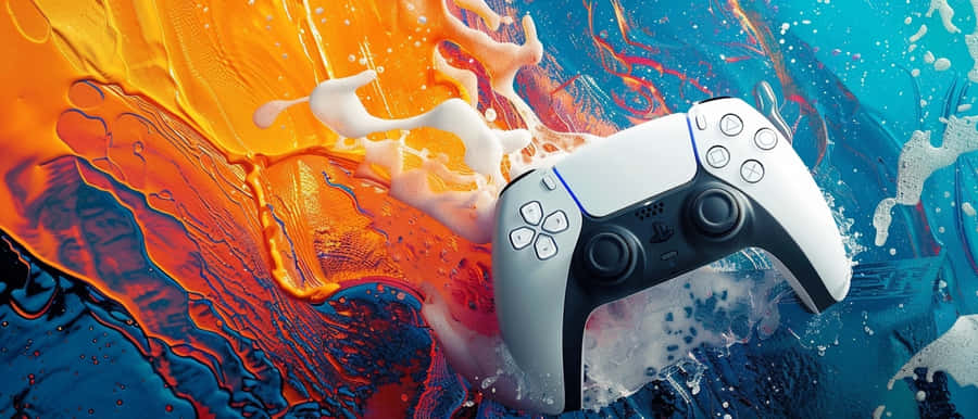 P S5 Controller Artistic Backdrop Wallpaper
