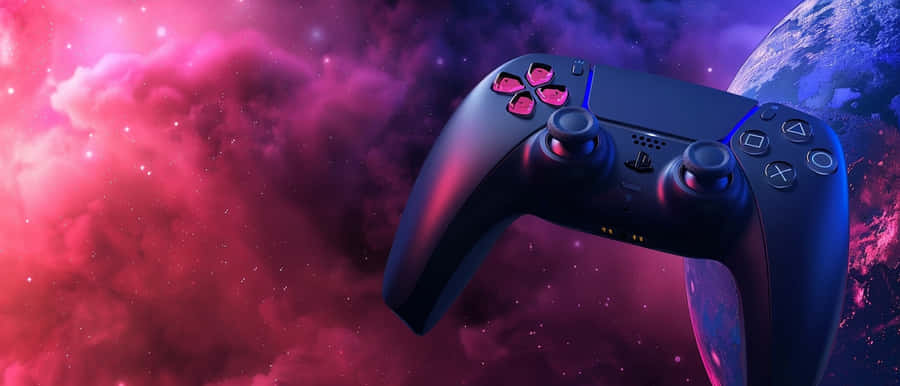P S5 Controller Cosmic Backdrop Wallpaper