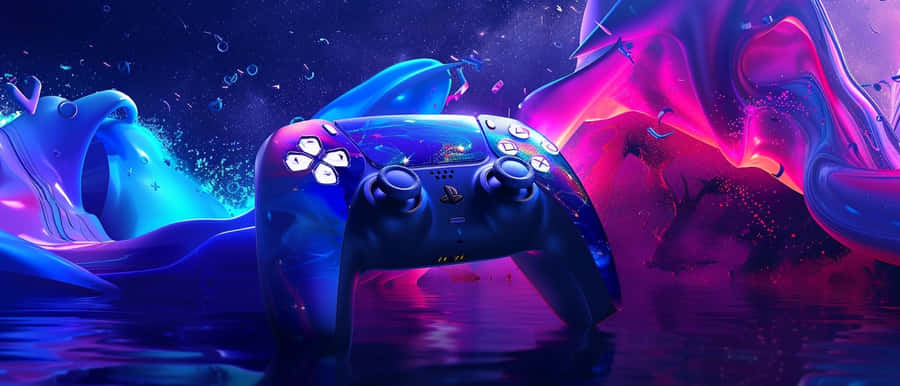 P S5 Controller Cosmic Backdrop Wallpaper