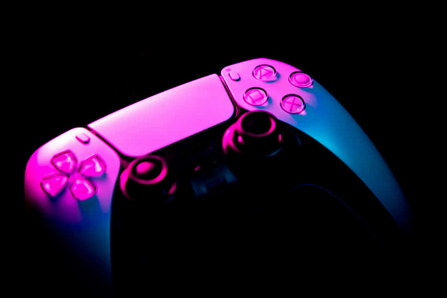 P S5 Controller In Neon Light Wallpaper