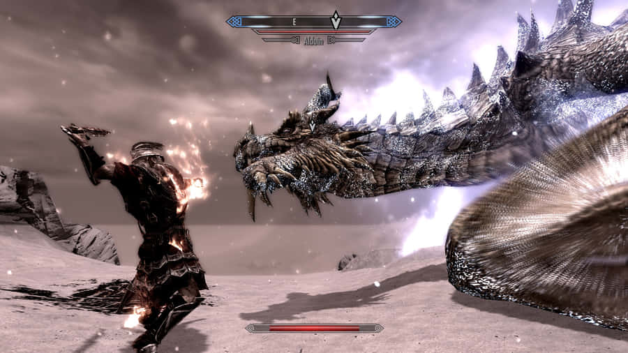 Paarthurnax, An Ancient Dragon Atop The Throat Of The World In Skyrim Wallpaper