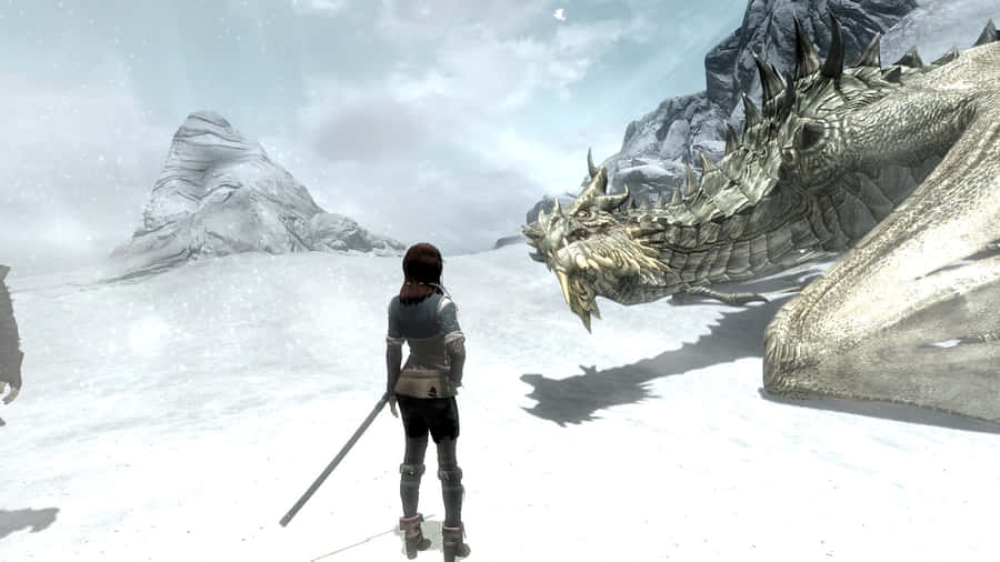 Paarthurnax At The Summit Of The Throat Of The World In Skyrim Wallpaper