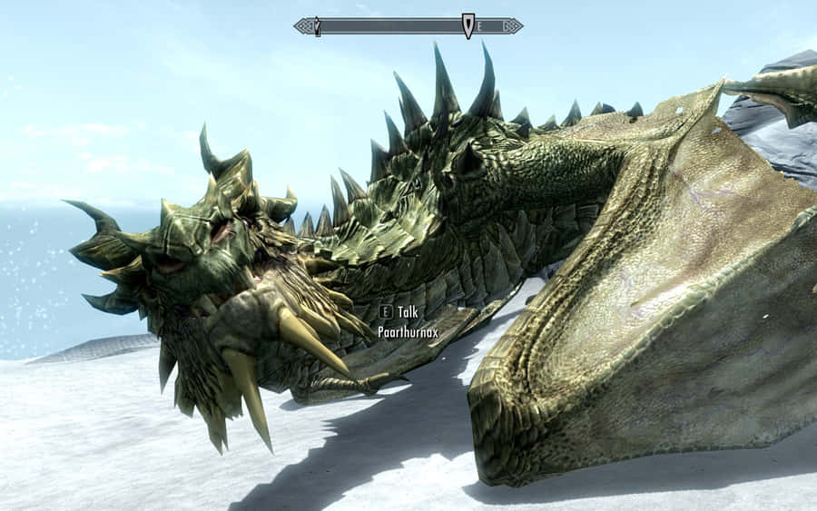 Paarthurnax Perched Atop A Word Wall In The Lofty Mountains Of Skyrim. Wallpaper