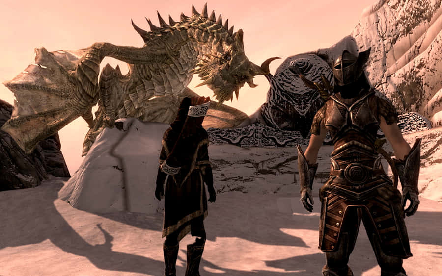 Paarthurnax Perching On The Throat Of The World In Skyrim Wallpaper