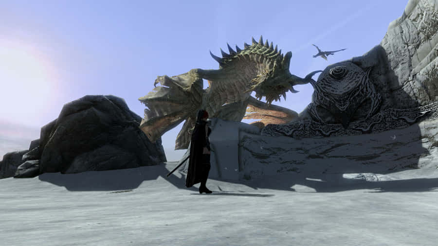 Paarthurnax, The Wise Dragon Of High Hrothgar, Perched Majestically In The World Of Skyrim Wallpaper