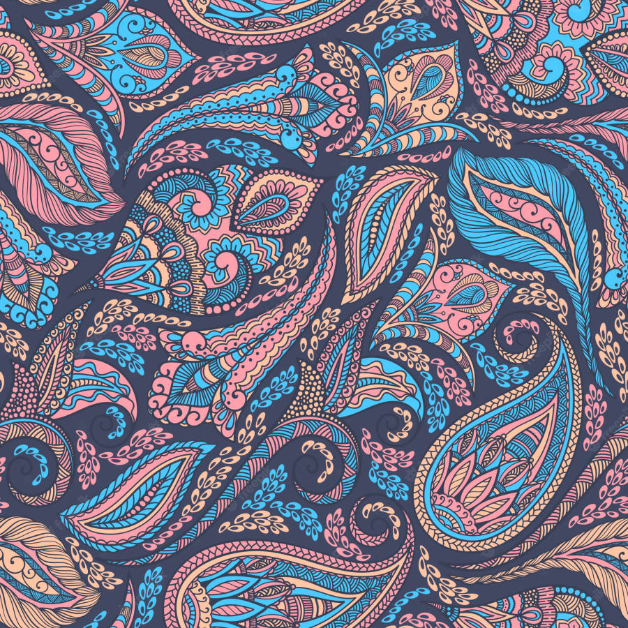Paisley Print In Blue Wallpaper