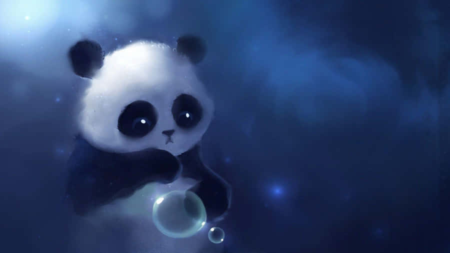 Panda Laptop Graphic Design Wallpaper