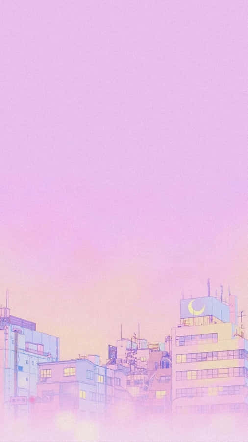 Pastel Anime Cityscapei Phone Wallpaper Wallpaper