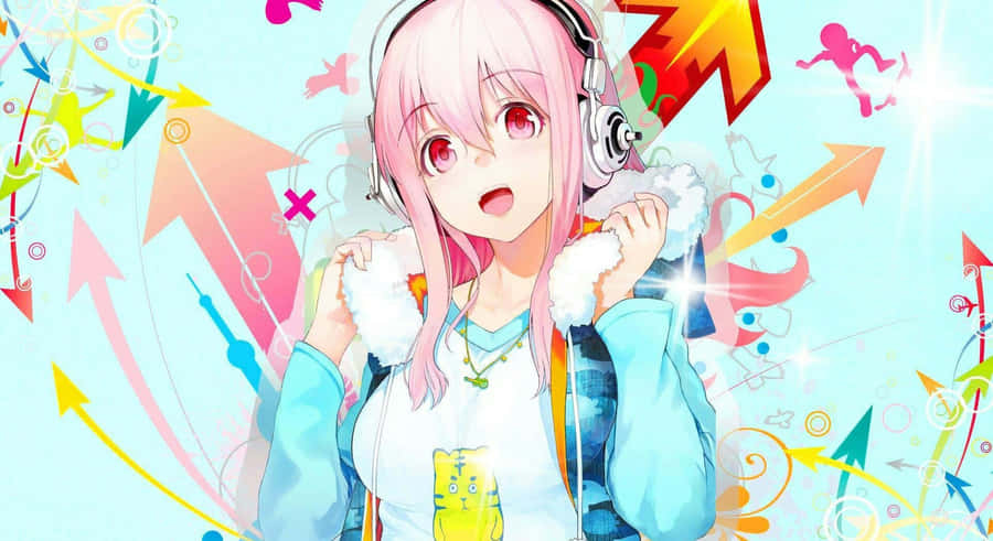 Pastel Anime Girl Headphones Cutecore Wallpaper