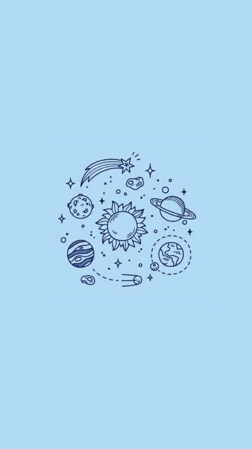 Pastel Blue Aesthetic Solar System Wallpaper
