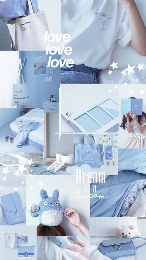 Pastel Blue And White Collage Background Wallpaper