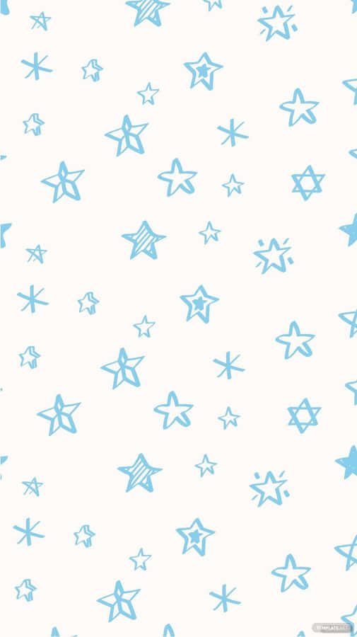 Pastel Blue Cute Stars Pattern Wallpaper