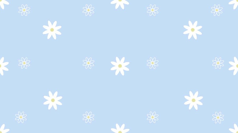 Pastel Blue Daisy Pattern Wallpaper