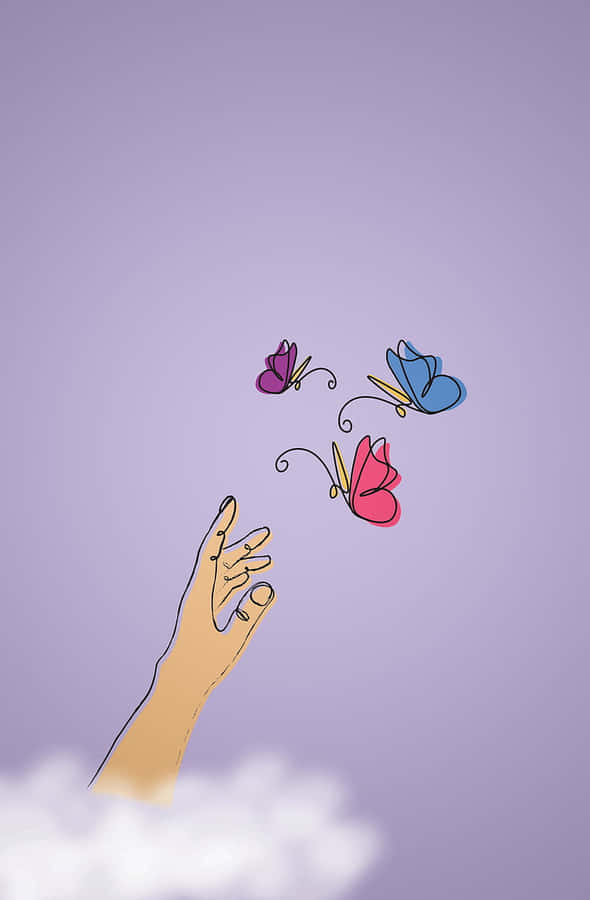 Pastel Butterfly Release Minimalist Art Wallpaper