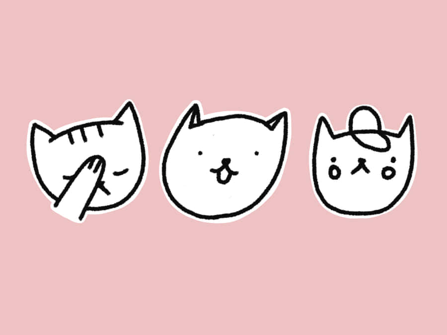 Pastel Cat Trio Illustration Wallpaper