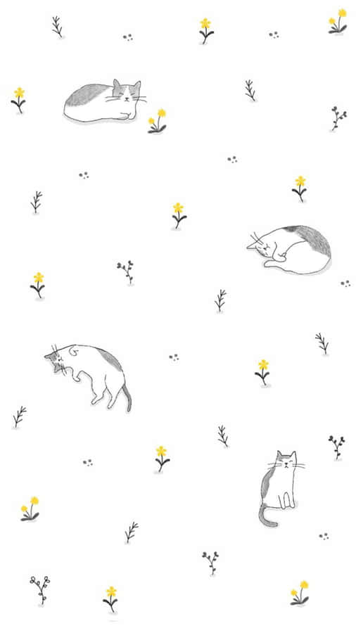 Pastel Catsand Floral Pattern Wallpaper