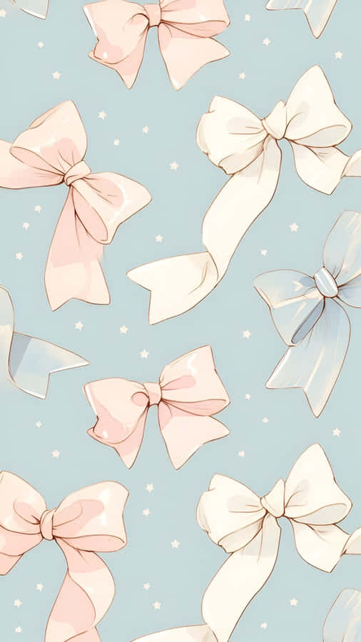 Pastel Cute Bow Pattern Wallpaper